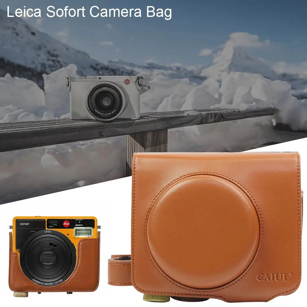 Жесткий чехол для камеры Leica Sofort сумка с плечевым ремнем коричневого цвета