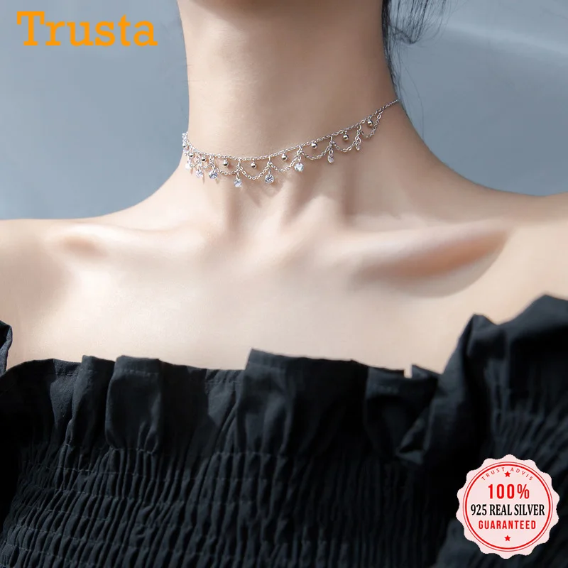 Женское Ожерелье-чокер из серебра 100% пробы с фианитами | Украшения и аксессуары