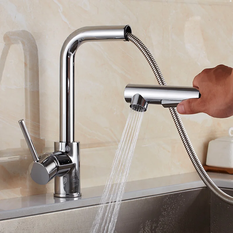 Chrome BiNFU черный хром смесители для кухни выдвижной спрей кухонный кран с одной ручкой миксер Водопроводной воды кран для кухни - Цвет: Chrome