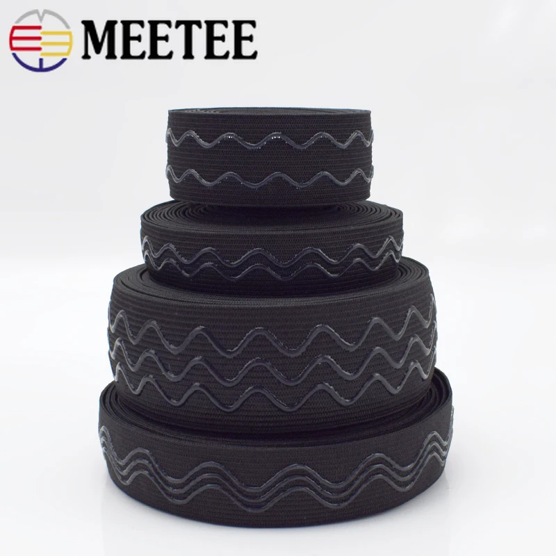 Meetee 2/5/10 м 2-4 см является допустимой Non-slip Эластичная лента волна силиконовая резинка на поясе, сделай сам, спортивная одежда наручи аксессуары для шитья