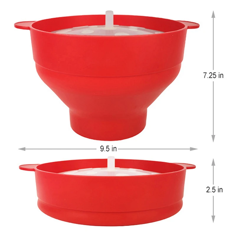 

2021 New Popcorn Microwave Silicone Foldable Red High Quality Kitchen Easy Tools DIY Popcorn Bucket Bowl Maker With Lid