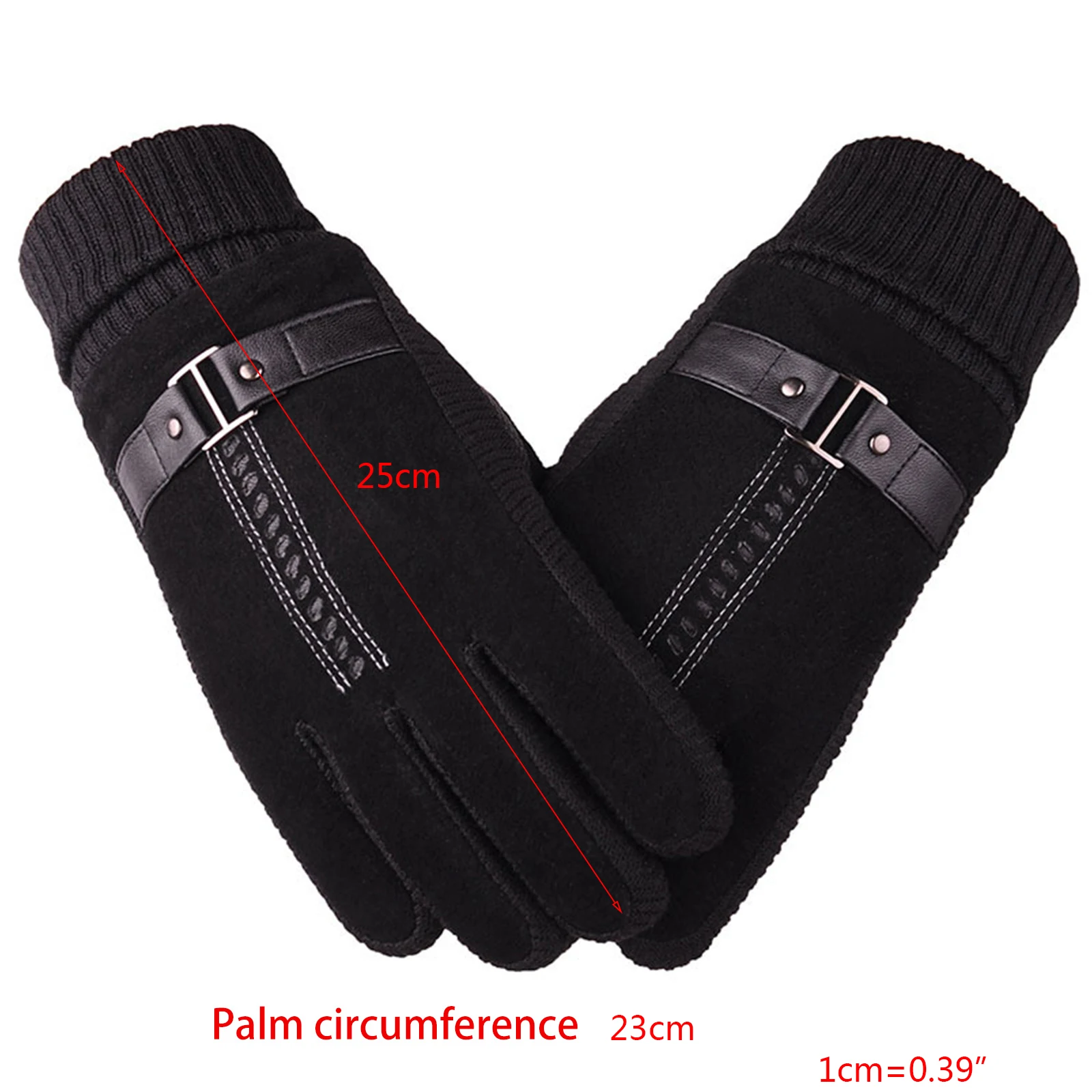 

Men Winter Autumn Faux Leather Thermal Touch Screen Gloves Thicken Plush Lining Warm Outdoor Windproof Anin-Slip Mittens