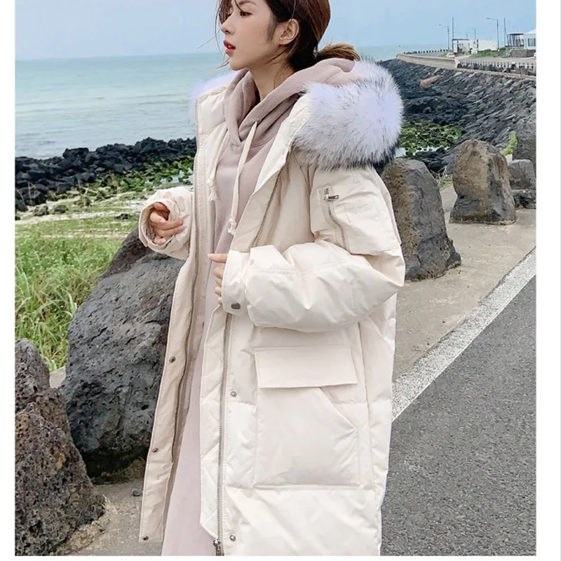 

Зимняя Повседневная однотонная свободная одежда с мехом и капюшоном, женское плотное зимнее пальто с меховой подкладкой, женская одежда, дл...