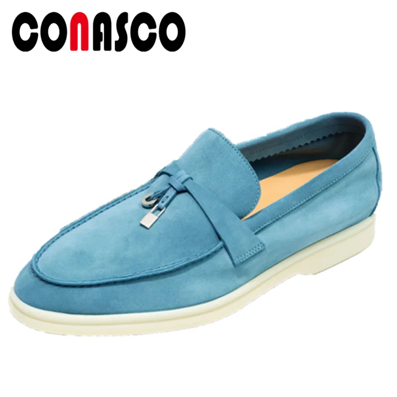 

CONASCO Concise Women Pumps Low Heels Four Season 2021 New Arrival Casual Cow Suede High Quality Fringe Round Toe Shoes Woman