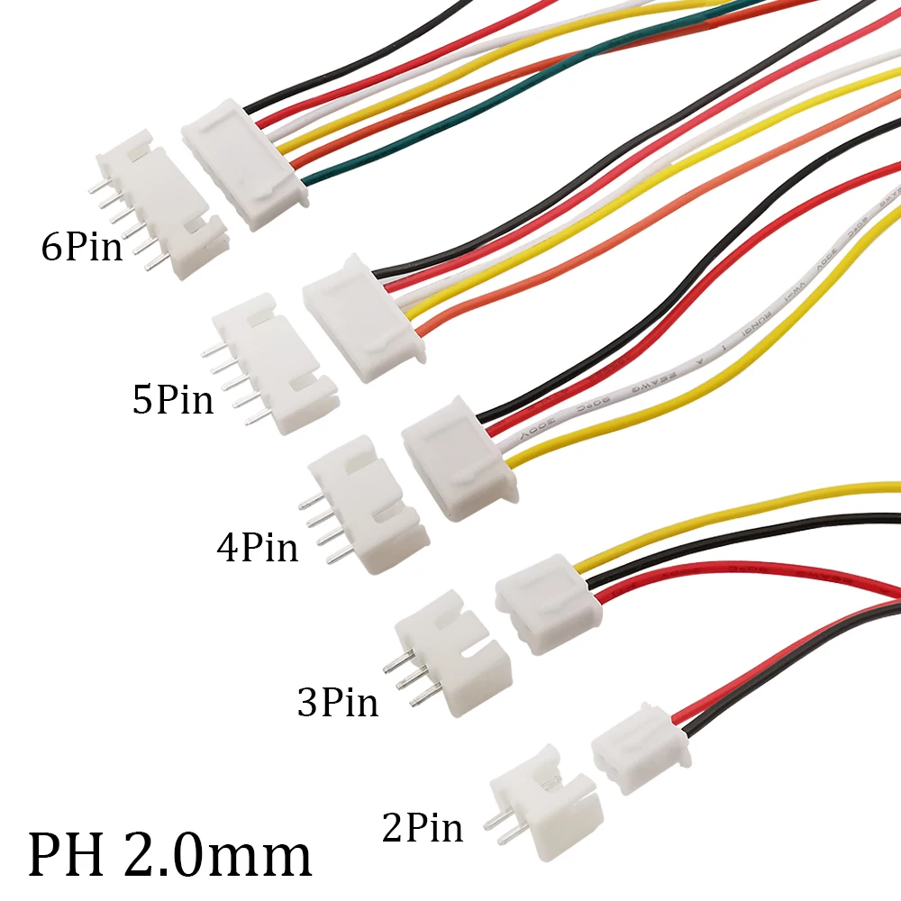 5 компл./лот JST PH XH соединители для проводов PH2.0mm XH2.54mm 2P 3P 4P 5P 6P Удлинительный кабель