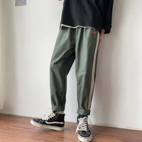 mens large size chic korean style ulzzang new casual pants men summer loose straight trousers patchwork ankle length breathable