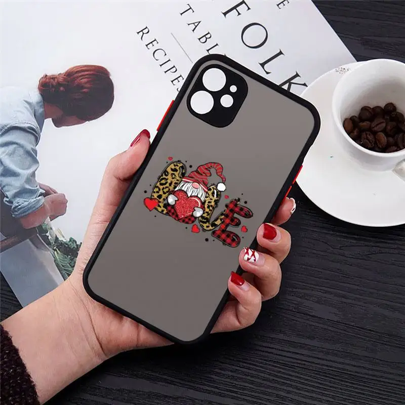 

Phone Case For iPhone 12 11 Mini Pro XR XS Max 7 8 Plus X LOVE Leopard Matte transparent cover