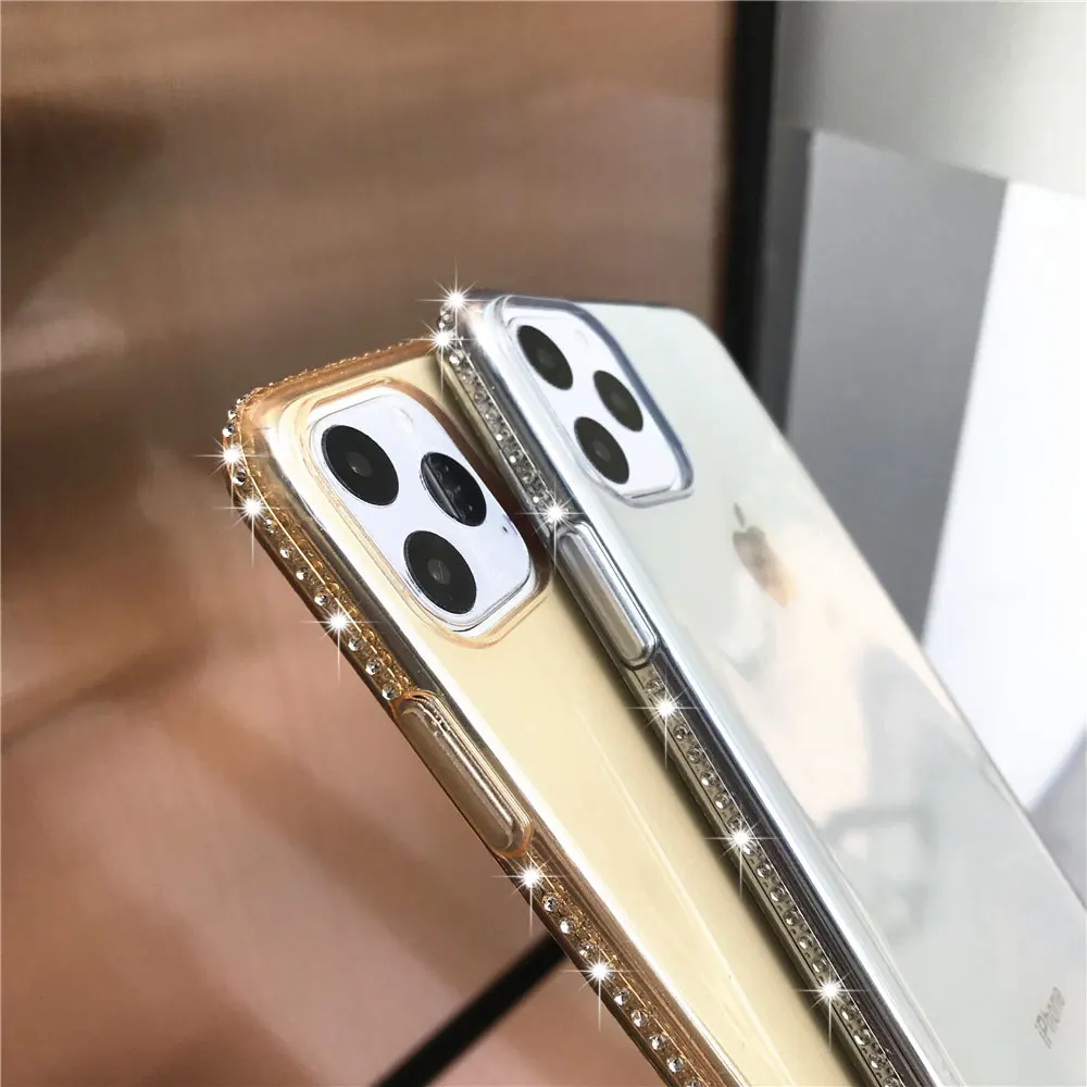 Чехол бампер с алмазами чехол из ТПУ для iphone 11 Pro MAX XR XS X 6s 7 8 Plus samsung Note 10 S10 A10 A20