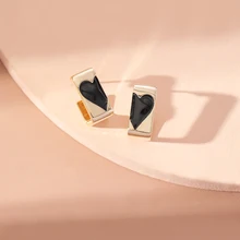 New Arrival Women Heart of Spades Stud Earrings Nickel Free Alloy Earrings All-match Personality Fas
