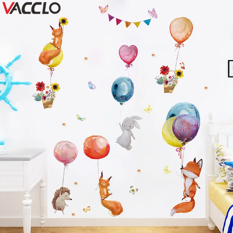 Vacclo мультфильм ручная роспись лиса воздушный шар фотография детская комната