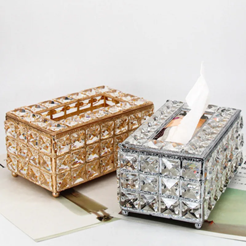 

Hotel Square Box Crystal Paper Rack Car Table Cafe Dispenser European style Cube New Facial Bar Napkin House Dropshipping Tissue