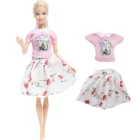Платье для куклы, 1 шт., модная рубашка с рисунком розовой Эйфелевой башни, Цветочная белая юбка, Одежда для кукол Барби, аксессуары для детей, игрушки для рукоделия