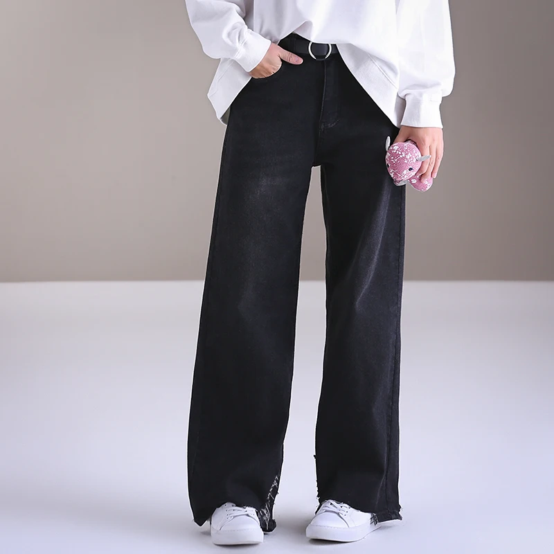 Тонкие флисовые джинсы MICOCO N2910 в Корейском стиле с эффектом потертости широкими