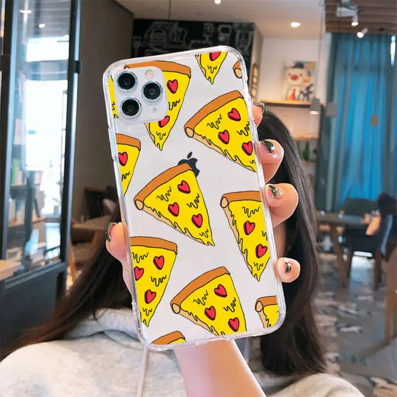 

Funny cartoon pizza best friends Phone Case Transparent soft For iphone 5 5s 5c se 6 6s 7 8 11 12 plus mini x xs xr pro max