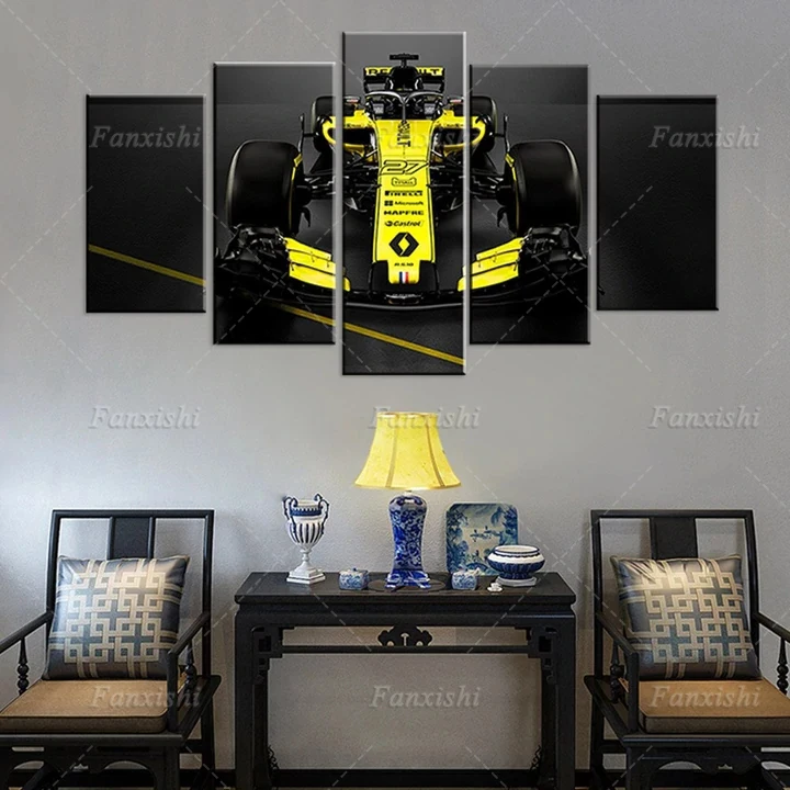 

Modern F1 Racing Track Car 5-Pieces-Poster Wall Art Canvas Painting Hd Prints Modular Pictures Home Living Room Decor Man Gift