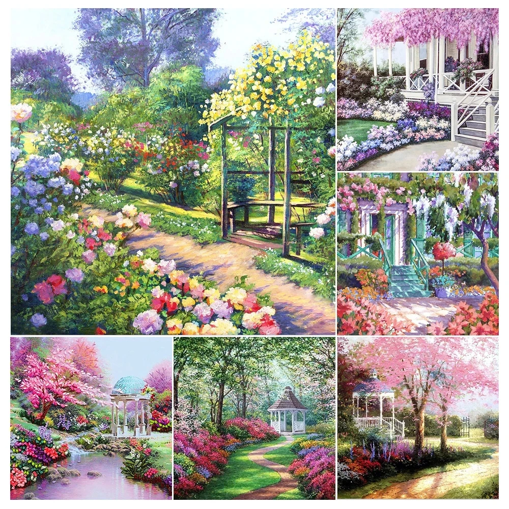 

5D Diamond Painting Full Drill Square/round Drill Cross Stitch Embroidery Scenic Mosaic Garden Rhinestones Handicraft Wall Decor