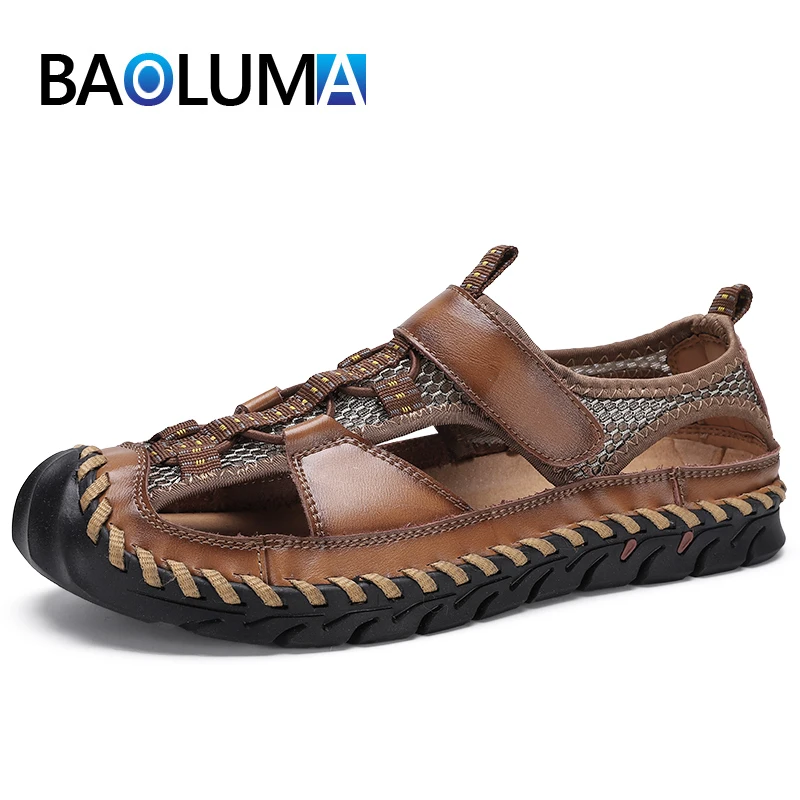 Men's Sandals Summer Shoes High Quality Leather Mens Outdoor Comfortable Beach Mans Footwear | Обувь