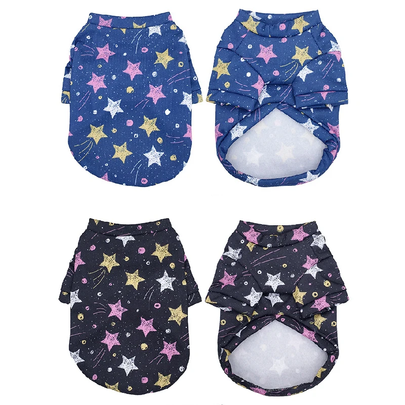 

Star Printed Plush Small Dog Hoodies Winter Warm Durable Cotton Puppy Dog Shirt Fashion Soft Pullover Cute Classic Dog Hoodies