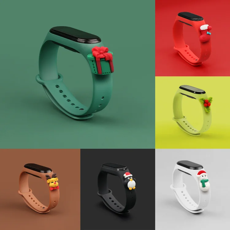 

Cartoon Christmas Series Silicone Strap for Xiaomi band 6 Soft and comfortable bracelet strap accessories for Xiaomi band 5