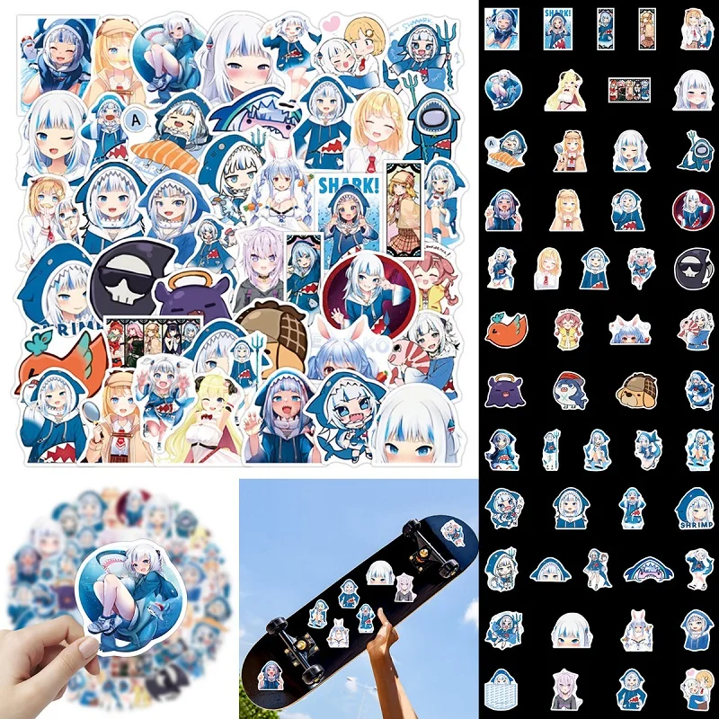 

50pcs Hololive Vtuber Waterproof Stickers Anime Figure Shirakami Fubuki Hoshimati Suisei Nakiri Ayame Minato Aqua Uruha Rushia