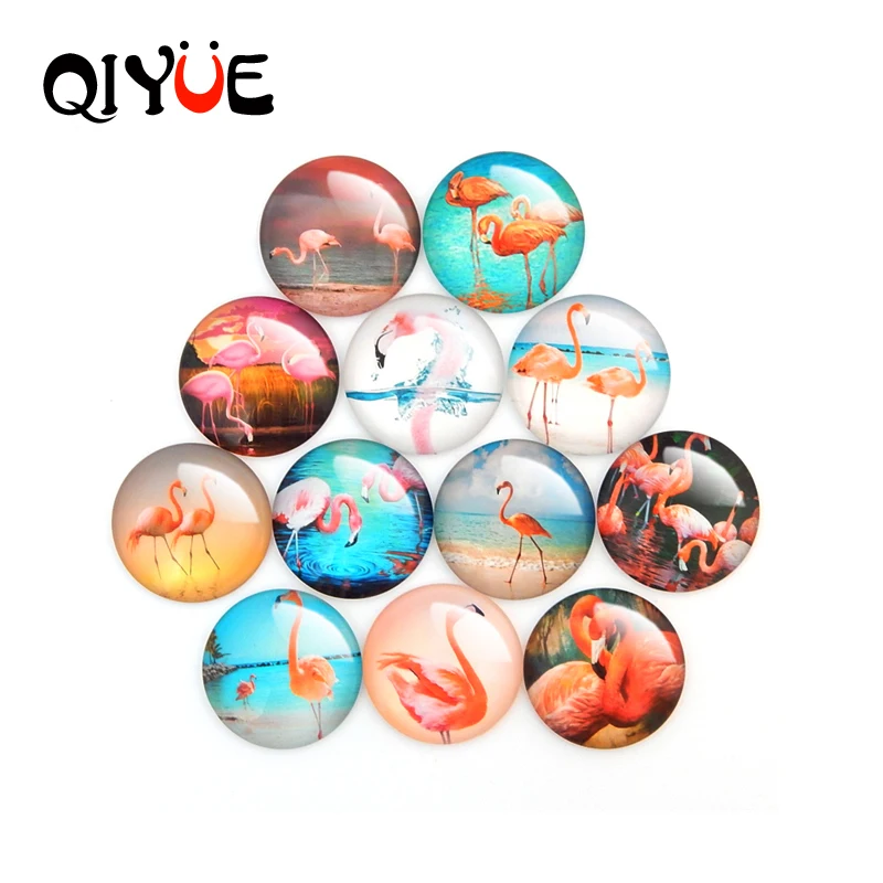 QIYUE мультяшный Фламинго Магнитный хрустальный круглый стеклянный стикер для
