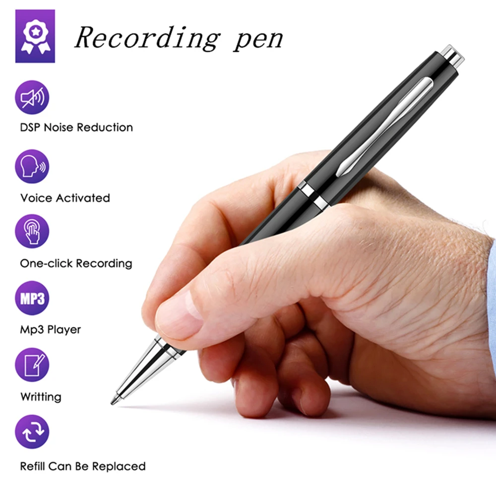 

Professional Voice Recorder Pen V82 32G Portable HD USB Recording HIFI Audio 192Kbps Noise Digital Writing MP3 Small Player