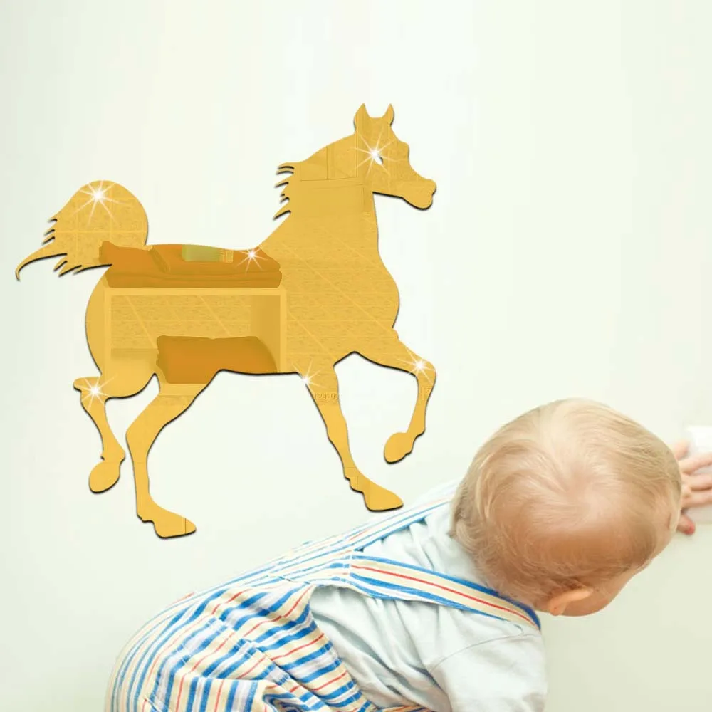Акриловая зеркальная Настенная Наклейка сделай сам с изображением лошади