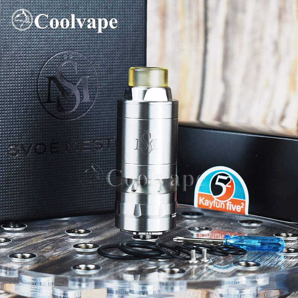 Купи Coolvape Kayfun 5 м² SE rta Kayfun v5 rta 316ss 25 мм 7 мл контроль воздушного потока перестраиваемый атомайзер rta Tank kayfun lite rta за 1,500 рублей в магазине AliExpress