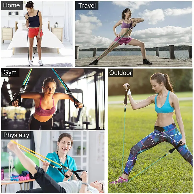 

11 Pcs/Set Latex Elastic Resistance Bands Pull Rope Rubber Yoga Tubes Fitness Exercise Expander Elastic Bands Fitness Equipment