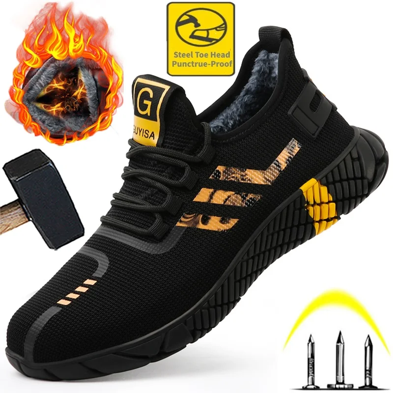 

2021 New Winter Work Boots Men Safety Shoes Anti-puncture Working Sneakers Steel Toe Shoes Male Indestructible Security Boots