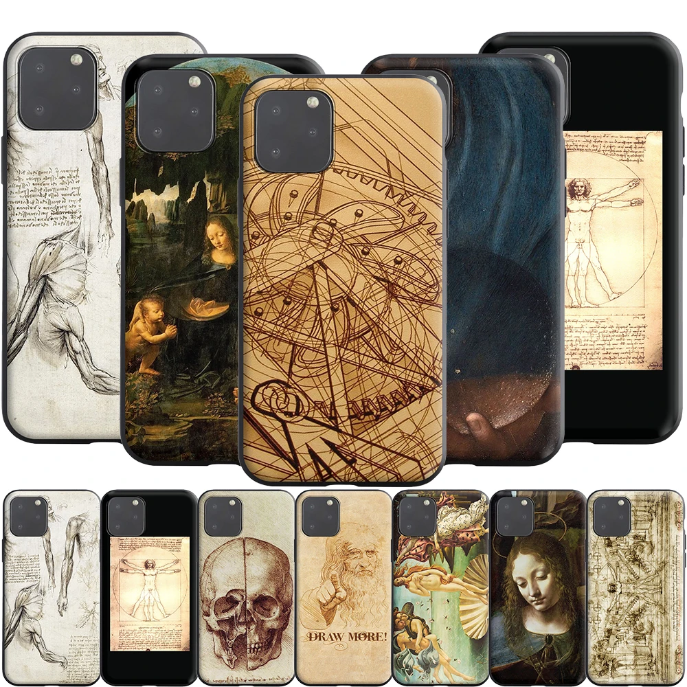 Итальянский силиконовый чехол Leonardo Da Vinci для Apple iPhone 13 12 Mini 11 Pro XS X XR Max 8 7 6S 6 Plus SE 5S |