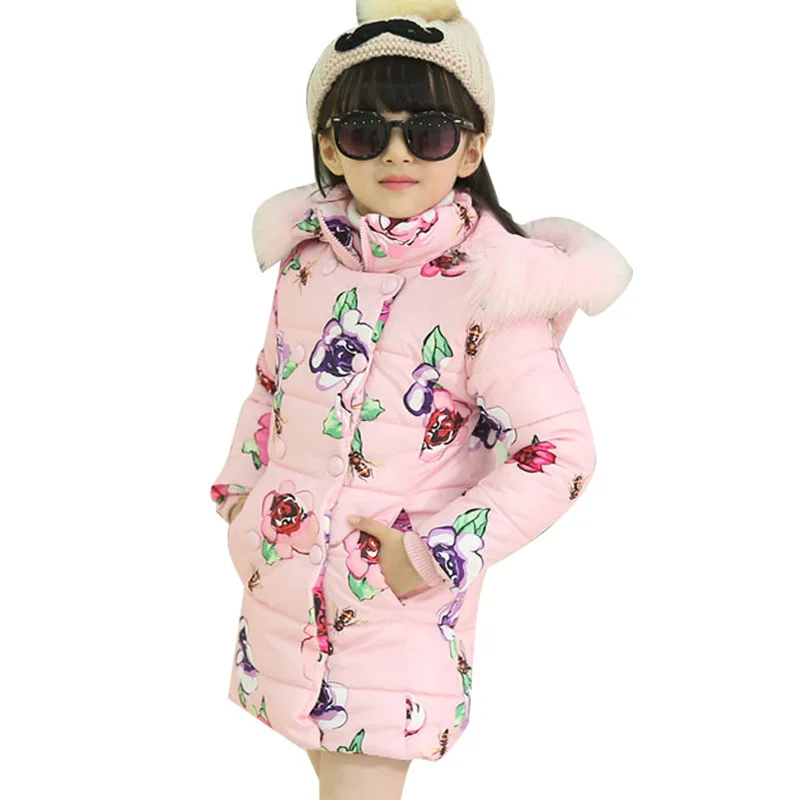 Детские зимние хлопковые куртки с меховым воротником теплая куртка капюшоном