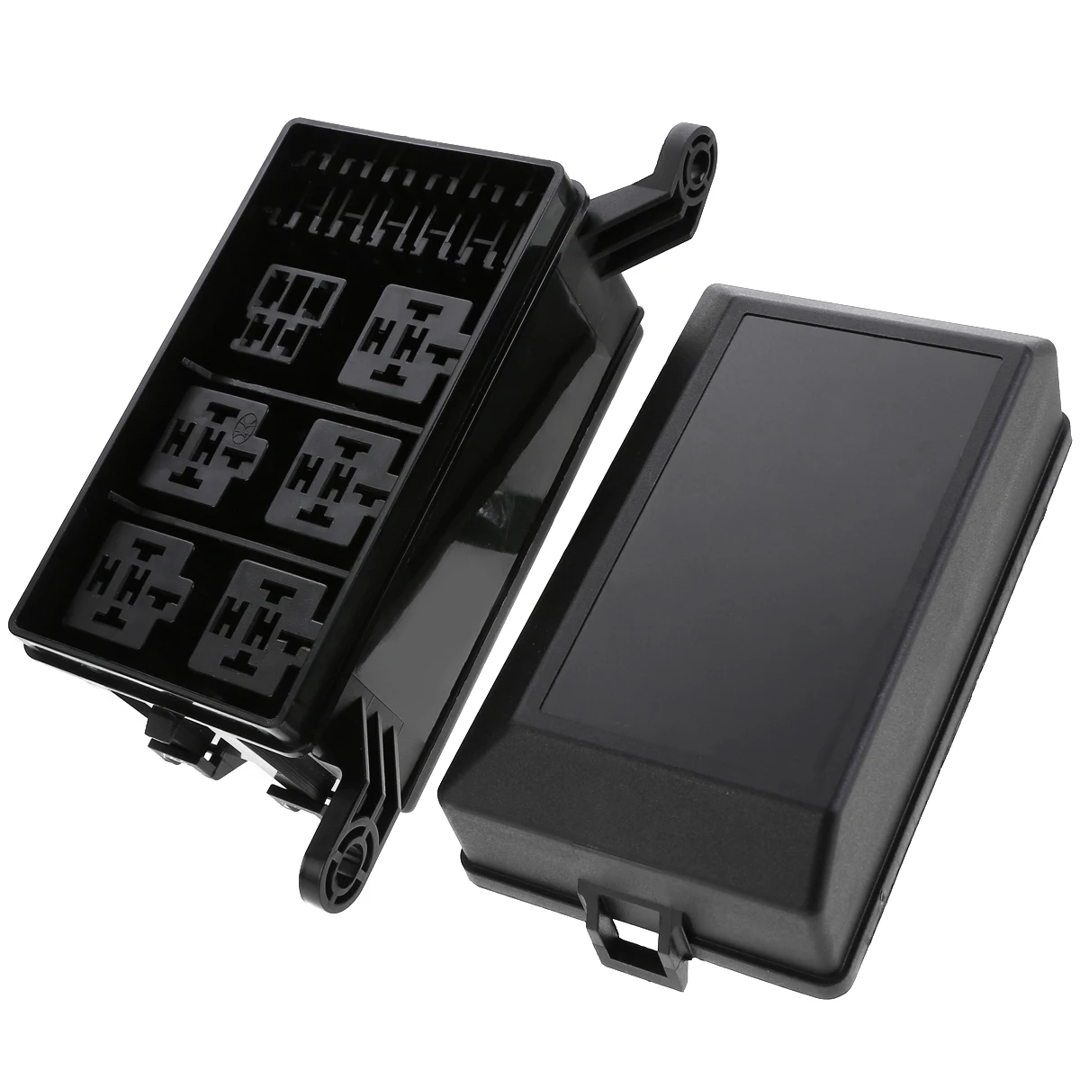 

1SET ABS And Metal Car 12-Slot Relay Box 6 Relays 6 ATC/ATO Fuses Holder Block+Metallic Pins truck SUV Fuse Protection Boxes
