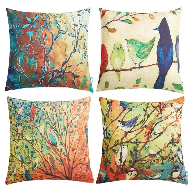 Большая сделка набор из 4 масляных картин Яркие Птицы стоит на деревьях ветка