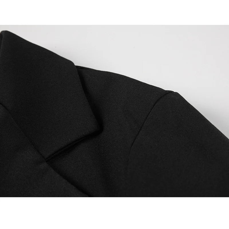 Женский блейзер с карманами черный свободный Готический отложным воротником и