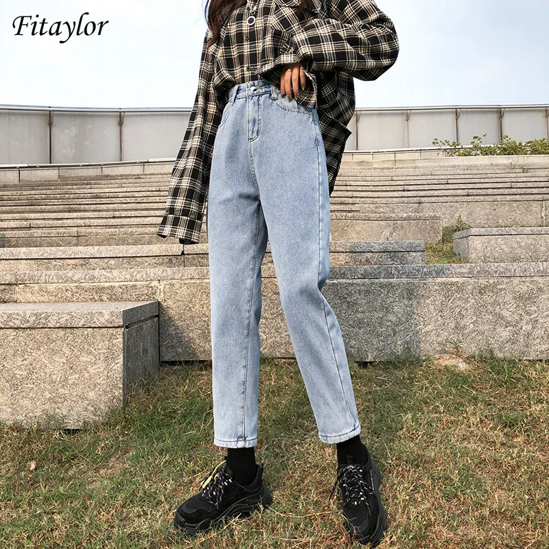 

Fitaylor Новинка; Сезон весна-осень; Женские элегантные джинсы в винтажном стиле; Женские с высокой талией Узкие повседневные брюки-гаремы брюк...