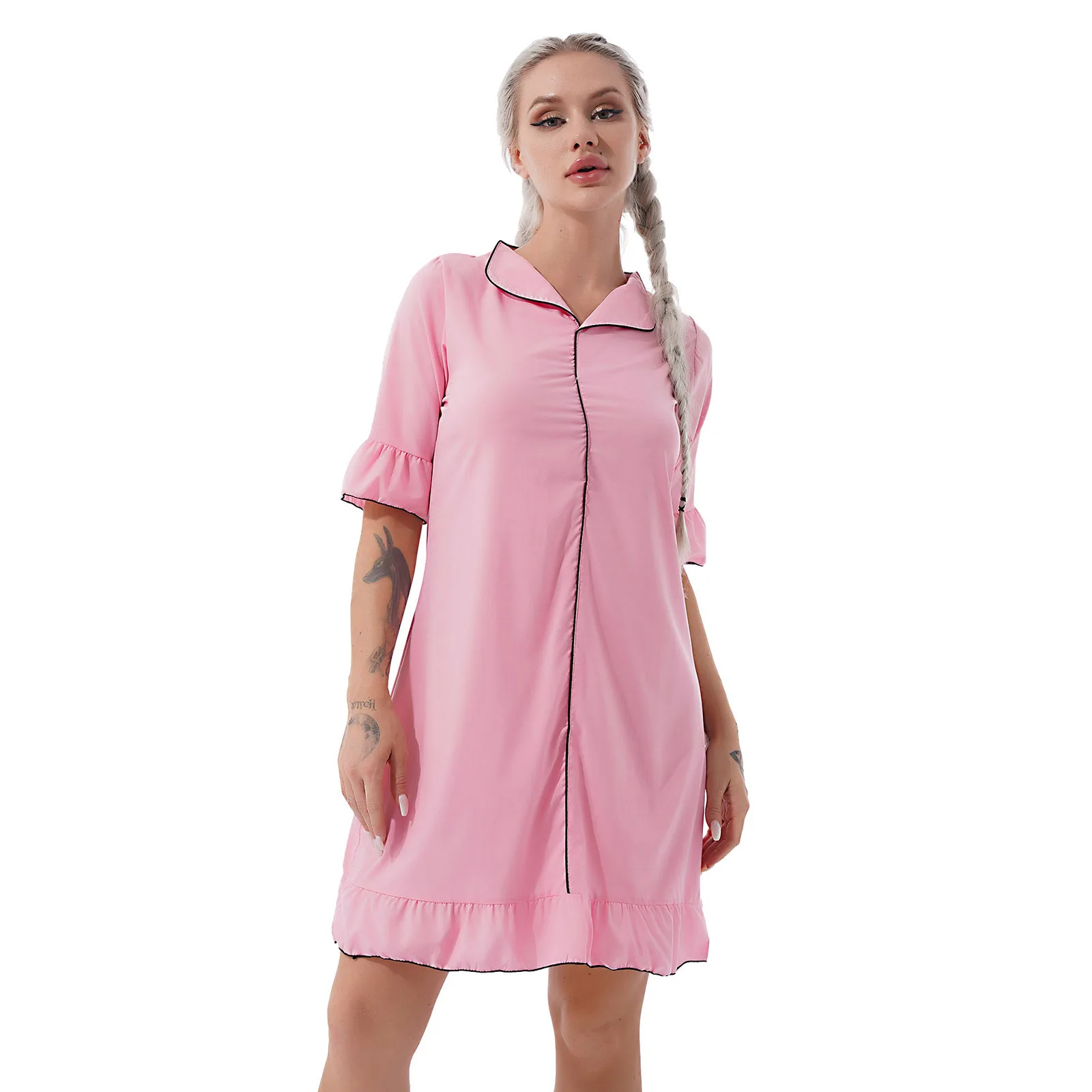 

Свободная пижама ночная рубашка женская одежда для сна Новинка весна осень E-Girl Фея y2k Милая плиссированная одежда для отдыха халат Ночное п...