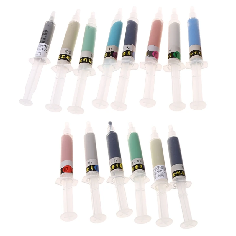 

14pcs Diamond Polishing Lapping Paste Compound Syringes 0.5 ~40 Micron Glass Metal Grinding Polishing Abrasive Tools