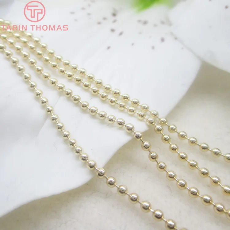 

1 Meter 1.5MM 24K Champagne Gold Color Plated Brass Ball Chains Beads Chains Necklace Chains High Quality Jewelry Accessories