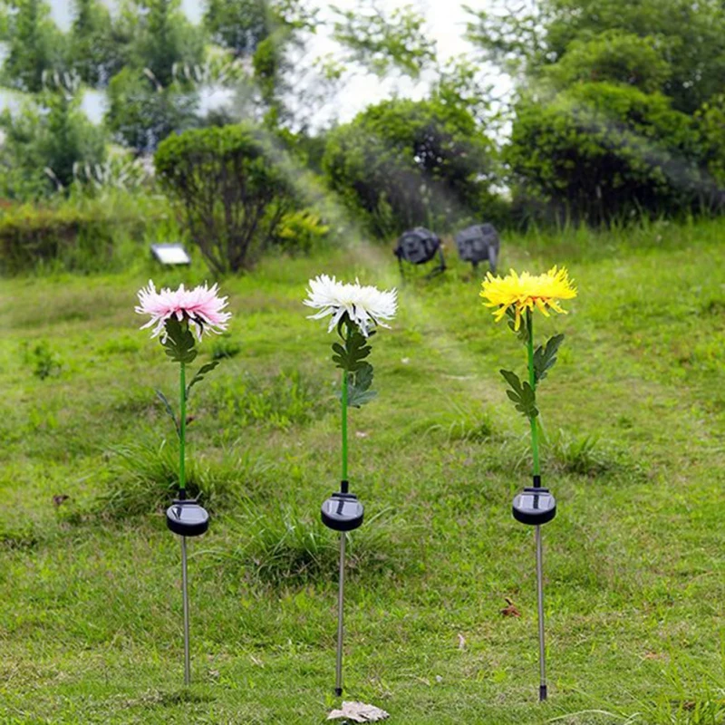 LED Solar Chrysanthemum Lamp Outdoor Colorful Light Small Wild Flower Feastive Day Courtyard Lawn Garden Decoration | Дом и сад
