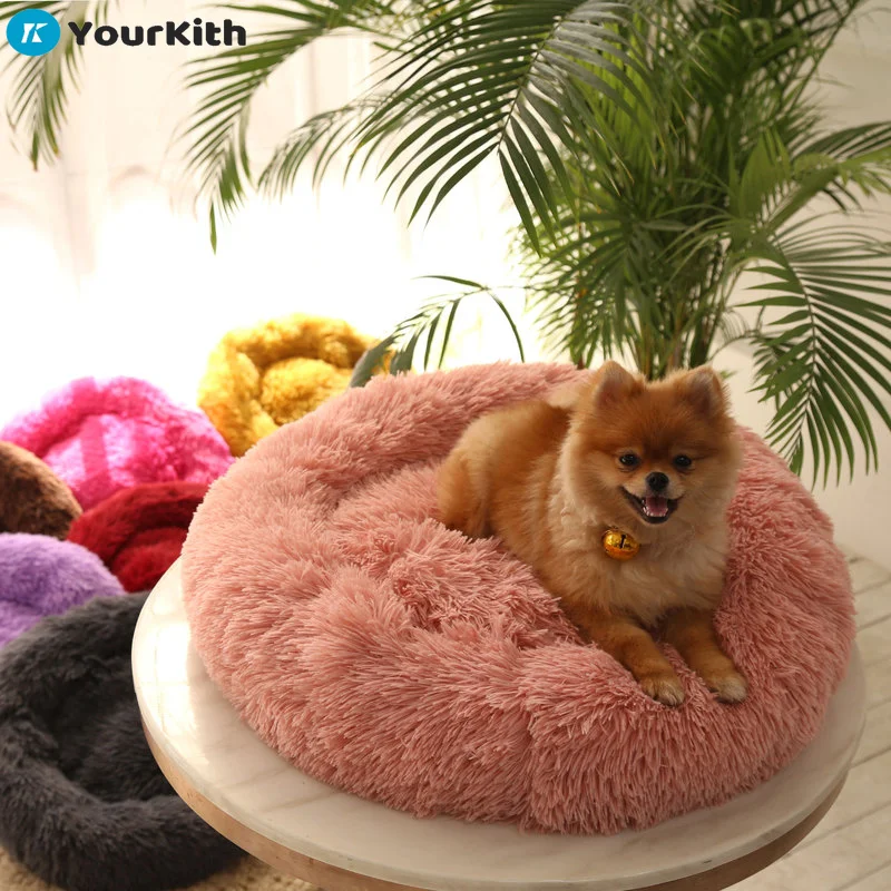 

YourKith Dog Kennel Cat Bed Round Plush Small Medium Cat Litter Houses And Kennels Pet Supplies Dog Cat Beds And Mats