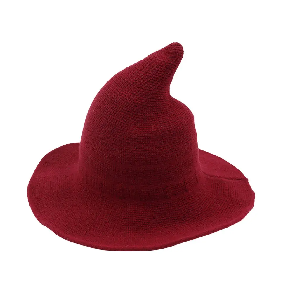 

Halloween Personality Witch Hat Diversify Sheep Wool Cap Knitting Fishing Hat Fashion Women Witches Pointed Bucket