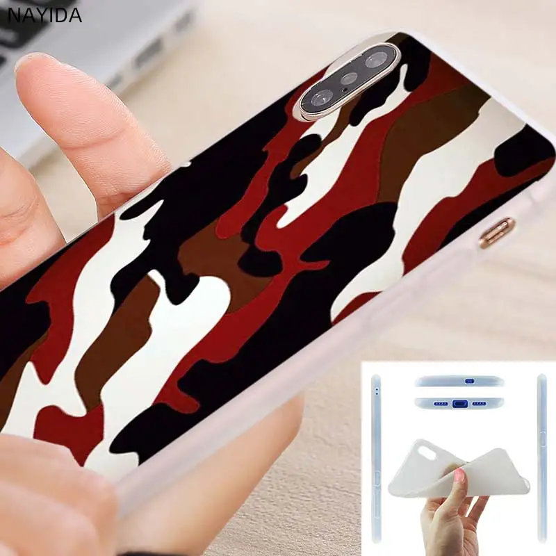 Мягкий чехол для Xiaomi Redmi Note 11 10 9 8 7 Pro Max 10S 9S 9T 8T 4G зеркальный Камуфляжный армейский