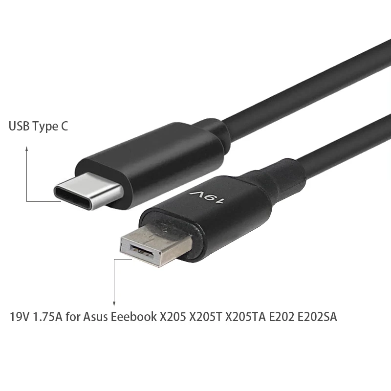 Зарядный кабель для ноутбука 19 в USB Type C Dc адаптер питания переходник Asus Eeebook X205 X205T