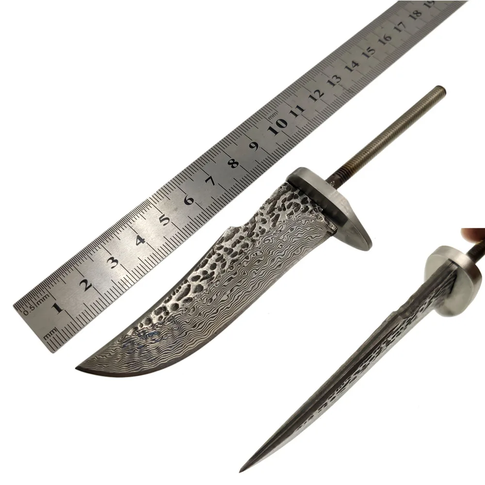 X-01DP Swayboo DIY настоящий дамасский стальной ручной Кованый узор стальной нож с фиксированным лезвием полуфабрикат высокой твердости острый нож для выживания - Цвет: X-01DP
