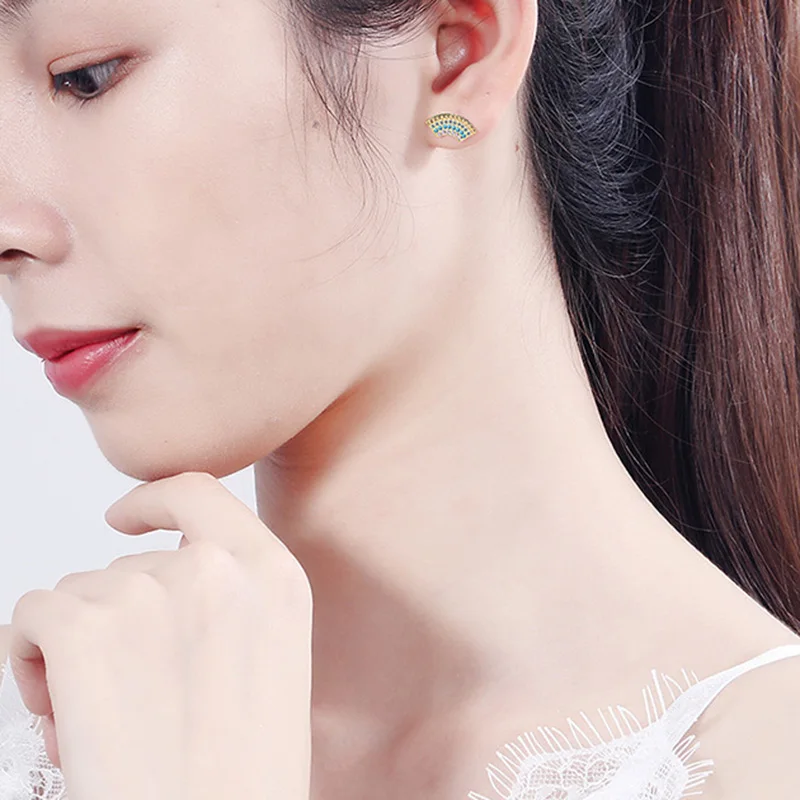 Женские сережки-гвоздики MEETSOFT с серебряным покрытием модные серьги-гвоздики