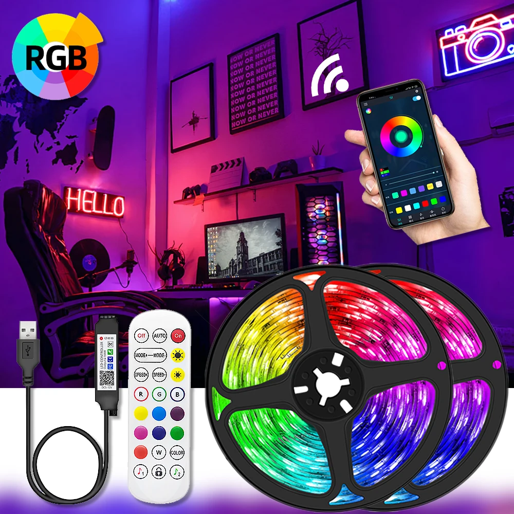 

Светодиодная лента USB Гибкая 5V 5050 Rgb Подсветка Лампа Лента ТВ Настенная Неоновая Лента Декор комнаты Внутреннее Освещение Для Праздничной В...