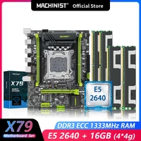 machinsit x79 motherboard combo kit set lga 2011 xeon e5 2640 cpu 4pcs x 4gb 16gb memory ddr3 ecc ramfour channel mainboard