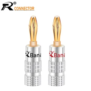 Штекер банановый 24K позолоченный латунный 4 мм штекер для динамика черный и красный