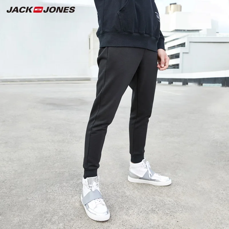 JackJones мужские Стрейчевые штаны для бега, обтягивающие спортивные штаны, мужские брюки для фитнеса, 219314556 - Цвет: BLACK